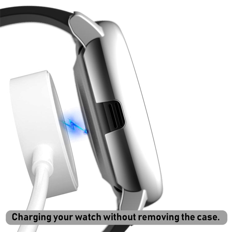 For Samsung Galaxy Watch Active 2 40mm Electroplate PC Protective Case with Tempered Glass Film(Silver)-garmade.com