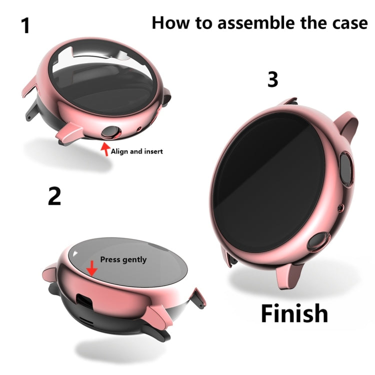 For Samsung Galaxy Watch Active 2 40mm Electroplate PC Protective Case with Tempered Glass Film(Silver)-garmade.com