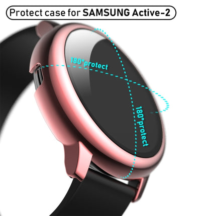 For Samsung Galaxy Watch Active 2 44mm Electroplate PC Protective Case with Tempered Glass Film(Pink)-garmade.com