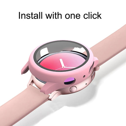 For Samsung Galaxy Watch Active 2 40mm PC Protective Case with Tempered Glass Film(Rose Gold)-garmade.com