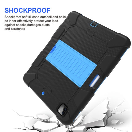 For iPad Pro 12.9 (2018) / (2020) Shockproof Two-Color Silicone Protective Tablet Case with Holder(Black+Blue)-garmade.com
