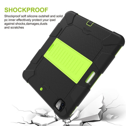 For iPad Pro 12.9 (2018) / (2020) Shockproof Two-Color Silicone Protective Tablet Case with Holder(Black+Green)-garmade.com