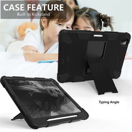 For iPad Pro 12.9 (2018) / (2020) Shockproof Two-Color Silicone Protective Tablet Case with Holder(Black)-garmade.com