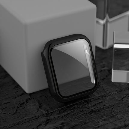 For Apple Watch Series 3 & 2 & 1 38mm Electroplated PC Case + Tempered Film Integrated Protective Cover(Black)-garmade.com
