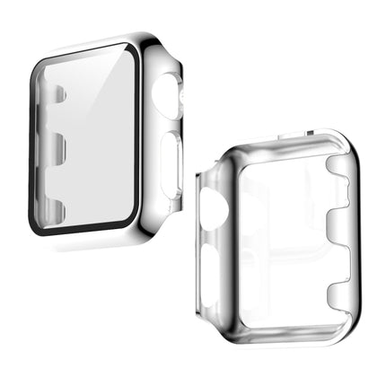 For Apple Watch Series 3 & 2 & 1 38mm Electroplated PC Case + Tempered Film Integrated Protective Cover(Silver)-garmade.com