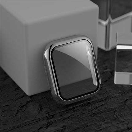 For Apple Watch Series 3 & 2 & 1 38mm Electroplated PC Case + Tempered Film Integrated Protective Cover(Silver)-garmade.com