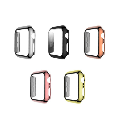 For Apple Watch Series 5 & 4 40mm Electroplated PC Case + Tempered Film Integrated Protective Cover(Black)-garmade.com