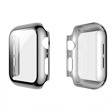 For Apple Watch Series 5 & 4 40mm Electroplated PC Case + Tempered Film Integrated Protective Cover(Silver)-garmade.com