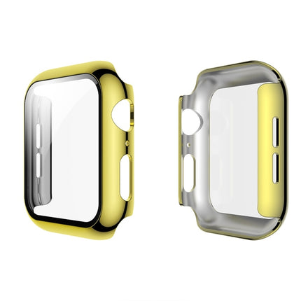 For Apple Watch Series 5 & 4 44mm Electroplated PC Case + Tempered Film Integrated Protective Cover(Gold)-garmade.com