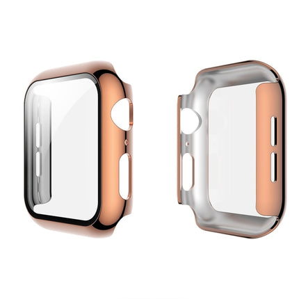 For Apple Watch Series 5 & 4 44mm Electroplated PC Case + Tempered Film Integrated Protective Cover(Rose Gold)-garmade.com