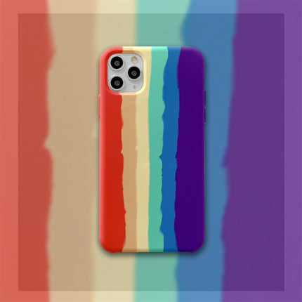 For iPhone 11 Rainbow Liquid Silicone Shockproof Coverage Protective Case-garmade.com