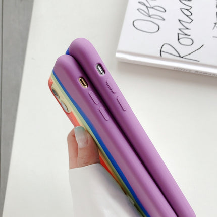 For iPhone 11 Rainbow Liquid Silicone Shockproof Coverage Protective Case-garmade.com
