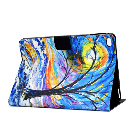 For iPad Air / Air 2 / iPad 9.7 2017 / 2018 TPU Electric Pressed Horizontal Flip Leather Case with Holder & Card Slot & Sleep / Wake-up Function(Watercolor Tree)-garmade.com