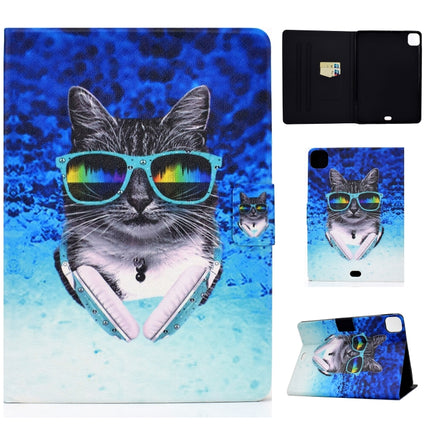 For iPad Pro 11 2020 / 2018 TPU Electric Pressed Horizontal Flip Leather Case with Holder & Card Slot & Sleep / Wake-up Function(Headphone Cat)-garmade.com