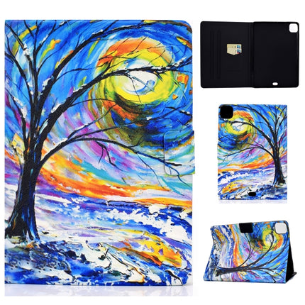 For iPad Pro 11 2020 / 2018 TPU Electric Pressed Horizontal Flip Leather Case with Holder & Card Slot & Sleep / Wake-up Function(Watercolor Tree)-garmade.com