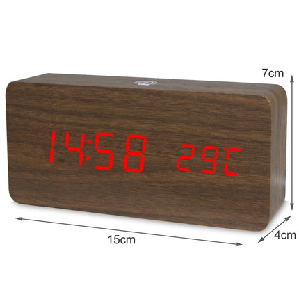 LT-1035 LED Display Digital APP Smart Alarm Clock(Red Light Redwood)-garmade.com