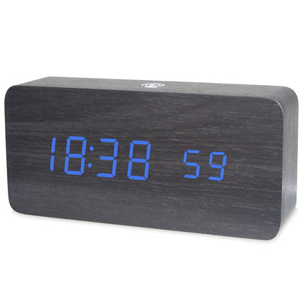 LT-1035 LED Display Digital APP Smart Alarm Clock(Blue Light Black Wood)-garmade.com