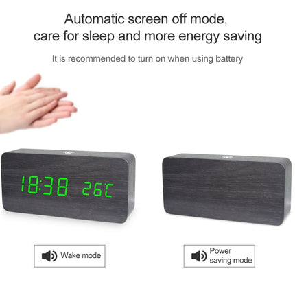 LT-1035 LED Display Digital APP Smart Alarm Clock(Green Light Black Wood)-garmade.com