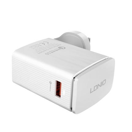 LDNIO A1301Q 2 in 1 18W QC3.0 USB Interface Travel Charger Mobile Phone Charger with Type-C / USB-C Data Cable, EU Plug-garmade.com