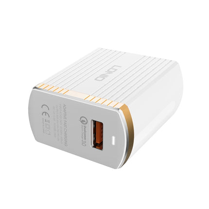 LDNIO A1302Q 2 in 1 18W QC3.0 USB Interface Grid Shape Travel Charger Mobile Phone Charger with Type-C / USB-C Data Cable, US Plug-garmade.com