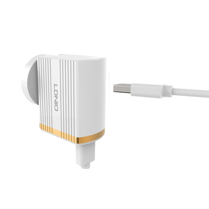 LDNIO A1302Q 2 in 1 18W QC3.0 USB Interface Grid Shape Travel Charger Mobile Phone Charger with Micro USB Data Cable, UK Plug-garmade.com