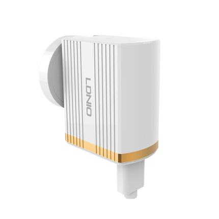 LDNIO A1302Q 2 in 1 18W QC3.0 USB Interface Grid Shape Travel Charger Mobile Phone Charger with 8 Pin Data Cable, UK Plug-garmade.com