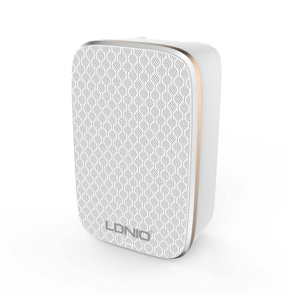 LDNIO A2204 2 in 1 12W Dual USB Interface Travel Charger Mobile Phone Charger with 8 Pin Data Cable, EU Plug-garmade.com