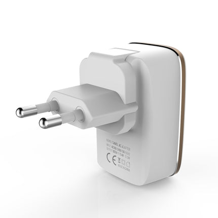 LDNIO A2204 2 in 1 12W Dual USB Interface Travel Charger Mobile Phone Charger with 8 Pin Data Cable, EU Plug-garmade.com
