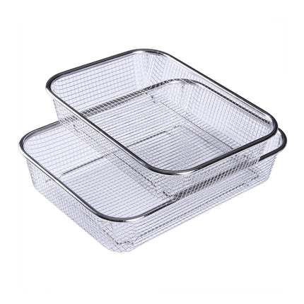 Household Creative Rectangular Kitchen Stainless Steel Fruit Vegetable Storage Basket Hollowed Drain Washing Box, Size:S-garmade.com