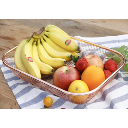 Household Creative Rectangular Kitchen Stainless Steel Fruit Vegetable Storage Basket Hollowed Drain Washing Box, Size:S-garmade.com