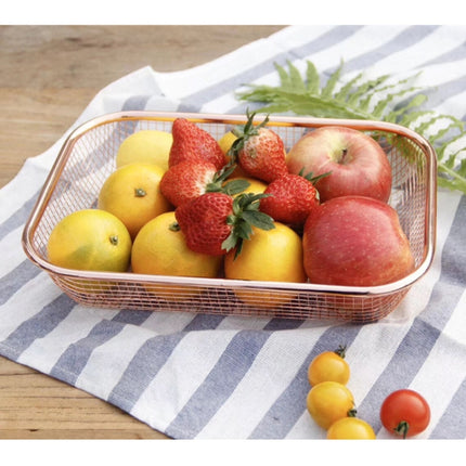 Household Creative Rectangular Kitchen Stainless Steel Fruit Vegetable Storage Basket Hollowed Drain Washing Box, Size:S-garmade.com