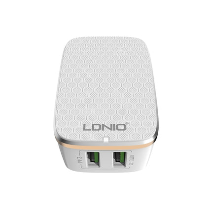 LDNIO A2204 2 in 1 12W Dual USB Interface Travel Charger Mobile Phone Charger with Micro USB Data Cable, EU Plug-garmade.com