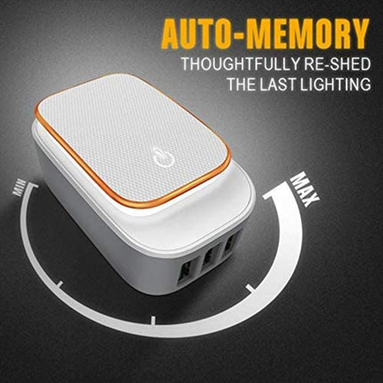 LDNIO A3305 3.4A 3 USB Interfaces Travel Charger Mobile Phone Charger, Support Touch LED Night Light, with Micro USB Data Cable, EU Plug-garmade.com