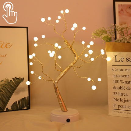 36 LEDs Pearl Tree Copper Wire Table Lamp Creative Decoration Touch Control Night Light (Warm White Light)-garmade.com
