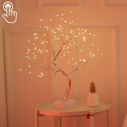 108 LEDs Copper Wire Tree Table Lamp Creative Decoration Touch Control Night Light (Warm White Light)-garmade.com