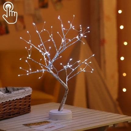 108 LEDs Copper Wire Tree Table Lamp Creative Decoration Touch Control Night Light (White Light)-garmade.com