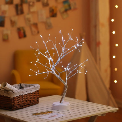 108 LEDs Copper Wire Tree Table Lamp Creative Decoration Touch Control Night Light (White Light)-garmade.com