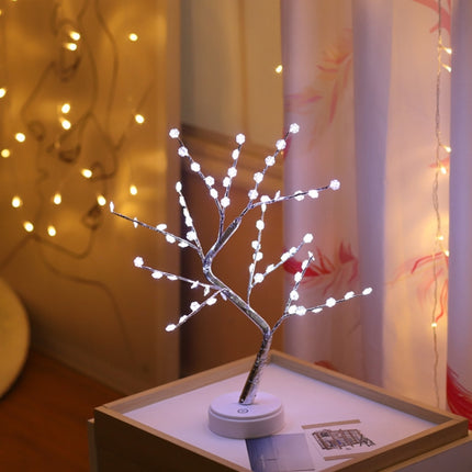 LED Snowflake Tree Copper Wire Table Lamp Creative Decoration Touch Control Night Light (White Light)-garmade.com