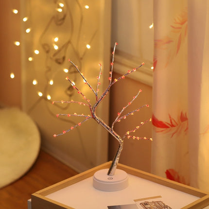 LED Love Heart Tree Copper Wire Table Lamp Creative Decoration Touch Control Night Light (Red Light)-garmade.com