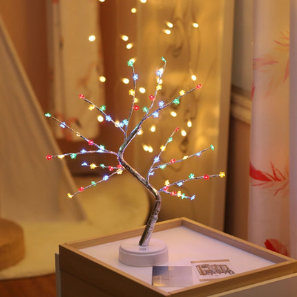 LED Plum Blossom Tree Copper Wire Table Lamp Creative Decoration Touch Control Night Light (Colorful Light)-garmade.com