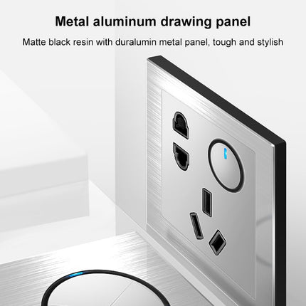 86mm Gray Aluminum Wire Drawing LED Switch Panel, Style:One Billing Control-garmade.com