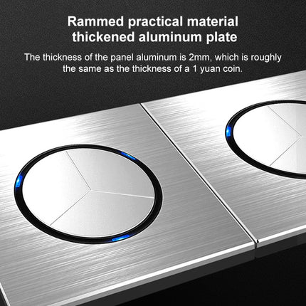 86mm Gray Aluminum Wire Drawing LED Switch Panel, Style:One Open Dual Control-garmade.com