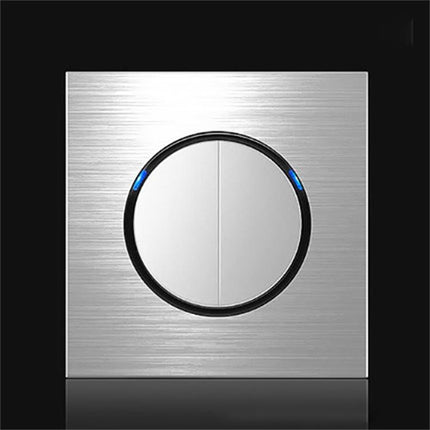 86mm Gray Aluminum Wire Drawing LED Switch Panel, Style:Two Open Dual Control-garmade.com