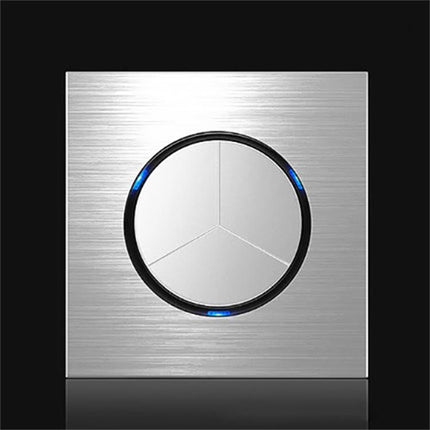 86mm Gray Aluminum Wire Drawing LED Switch Panel, Style:Triple Open Dual Control-garmade.com