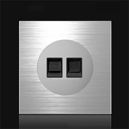 86mm Gray Aluminum Wire Drawing LED Switch Panel, Style:Telephone-Computer Socket-garmade.com