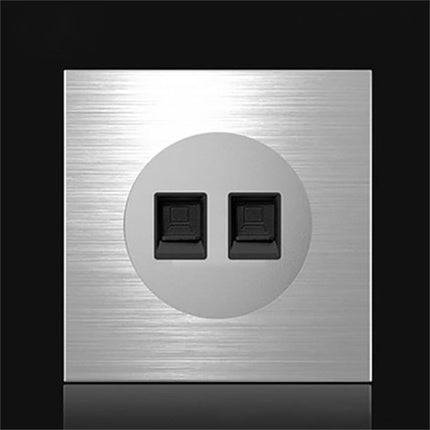 86mm Gray Aluminum Wire Drawing LED Switch Panel, Style:Dual Computer Socket-garmade.com