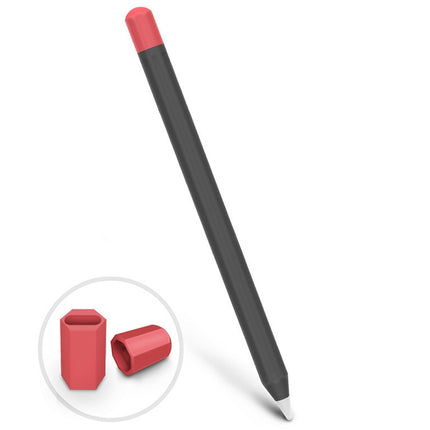 For Apple Pencil 1 Stylus Touch Pen Split Contrast Color Silicone Protective Case(Classic Red and Black)-garmade.com