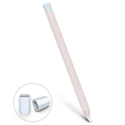 For Apple Pencil 1 Stylus Touch Pen Split Contrast Color Silicone Protective Case(Macaron Pink)-garmade.com