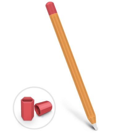 For Apple Pencil 1 Stylus Touch Pen Split Contrast Color Silicone Protective Case(Retro Orange Red)-garmade.com