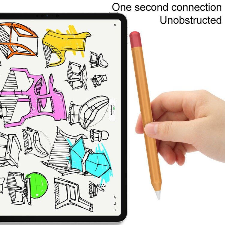 For Apple Pencil 2 Stylus Touch Pen Split Contrast Color Silicone Protective Case(Classic Red and Black)-garmade.com